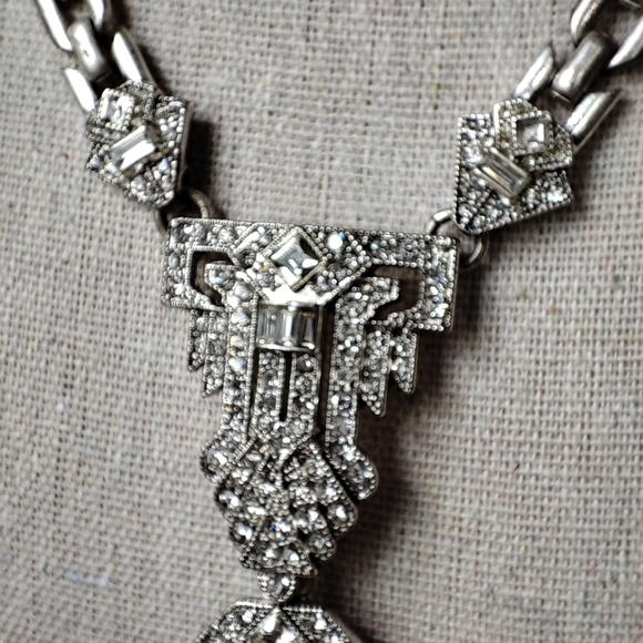 Stella and Dot Art Deco Revival Silver Tone All Clear Rhinestones - Picture 9 of 14